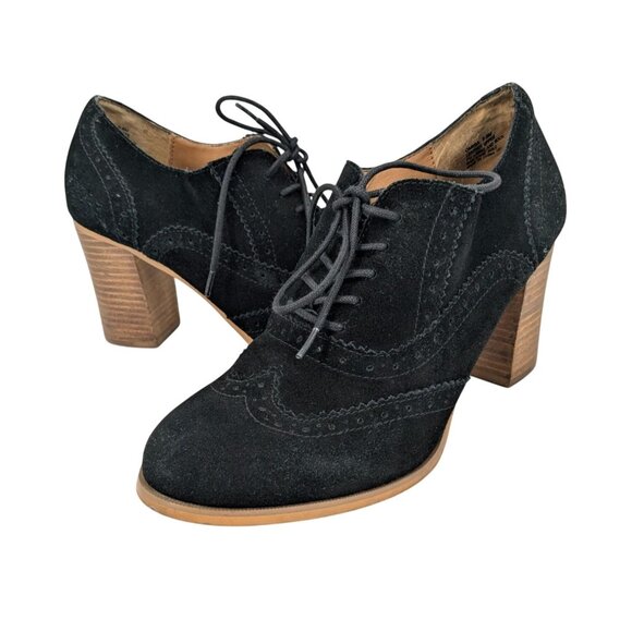 Steve Madden Shoes - Steve Madden Suede Wingtip Oxford Booties Block Heel Lace up Academia Size 9.5